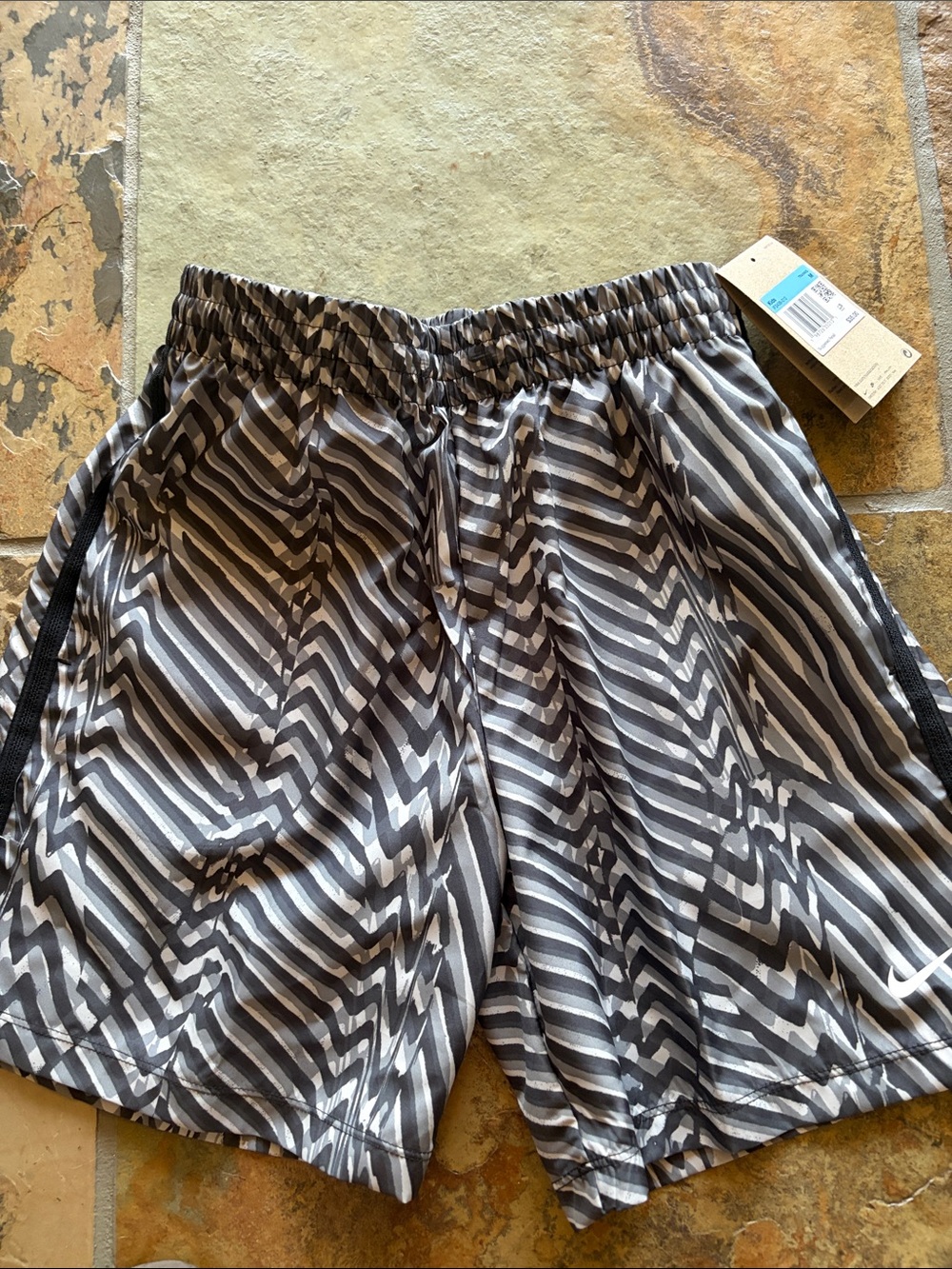 Nike Gray & Black Zebra-Pattern Athletic Shorts